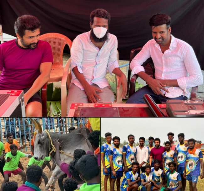 Actor soori visited vaadivaasal test shoot viral pic 