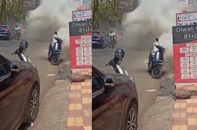 Electric bike spotted fire in Maharashtra video viral