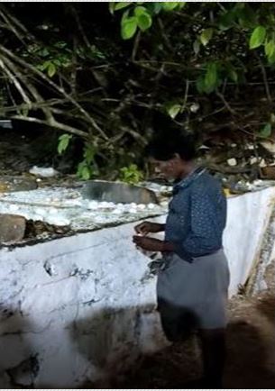 Drunken man eats Egg which is kept in the temple