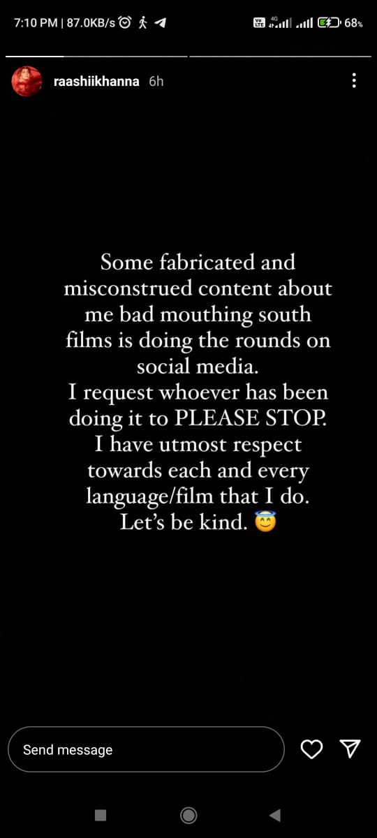 Raashii Khanna opens about the recent controversy revolving around her in social media 