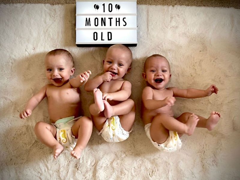 England couple celebrated their triplet sons birthday