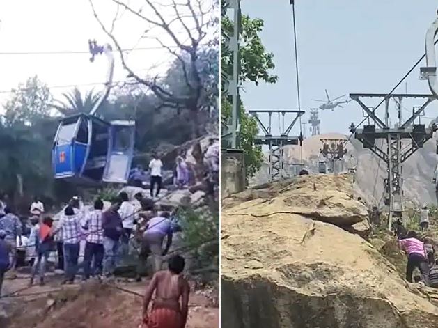 Jharkhand cable cars on rope way collided people stucked