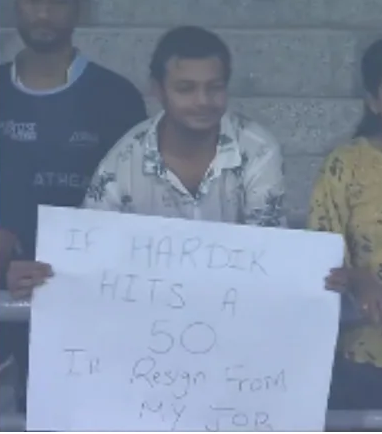 If Hardik hits 50 I will resign my job Fan banner goes viral