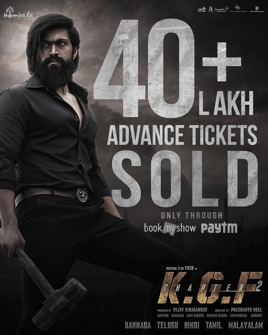 Record Breaking Tickets Sales for KGF Chapter 2 Movie