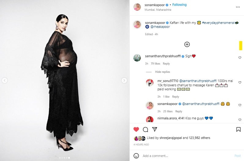 Samantha comment on Sonam Kapoor latest photoshoot with baby bump