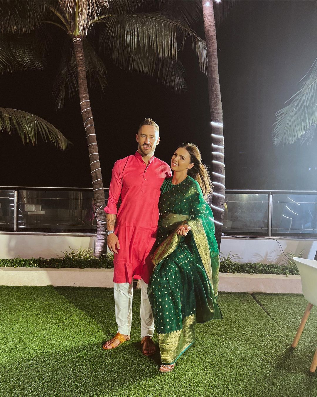 faf du plessis wife Imari Visser in saree at mumbai