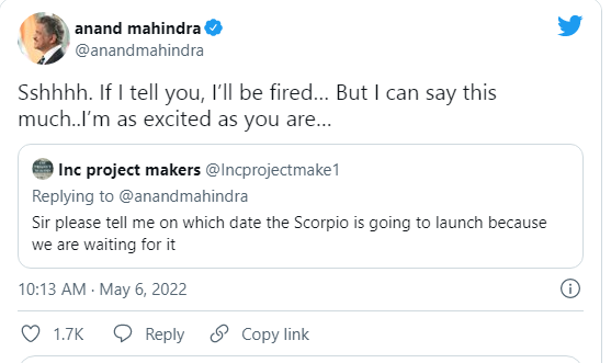 If I Tell You I Will Be Fired Anand Mahindra On Scorpio Launch
