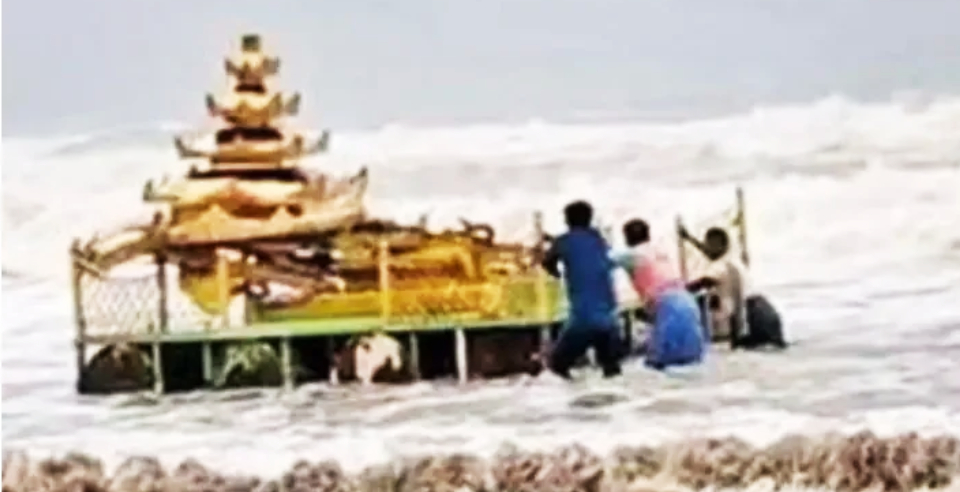 cyclone asani brings gold chariot in andhra pradesh sea shore
