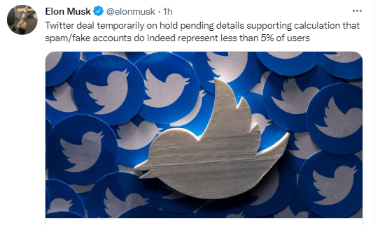 Twitter deal temporarily on hold says Elon Musk