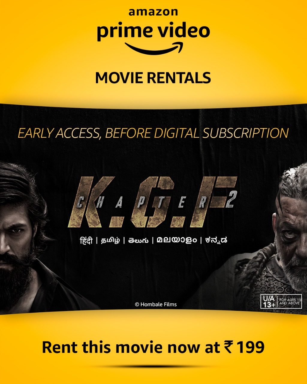 Yash’s KGF 2, now available for early access rentals, at Rs 199 on Amazon Prime Video