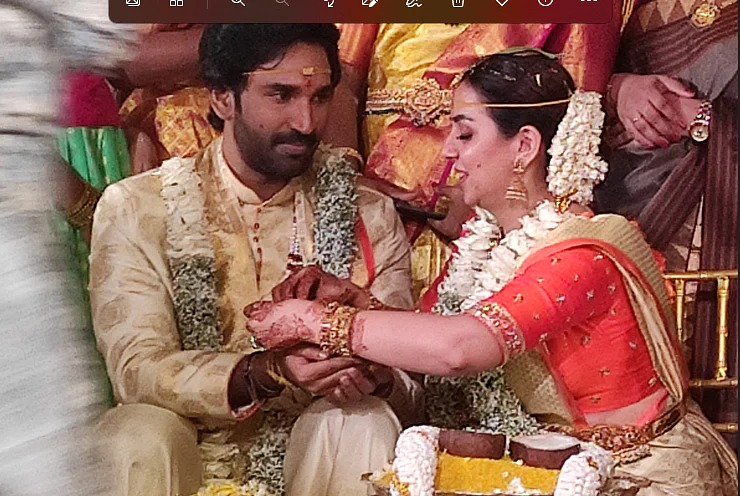Aadhi Pinisetty and Nikki Galrani Wedding Reception Images Go Viral