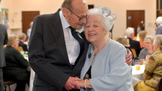 95 yr old man married for the first time in his life
