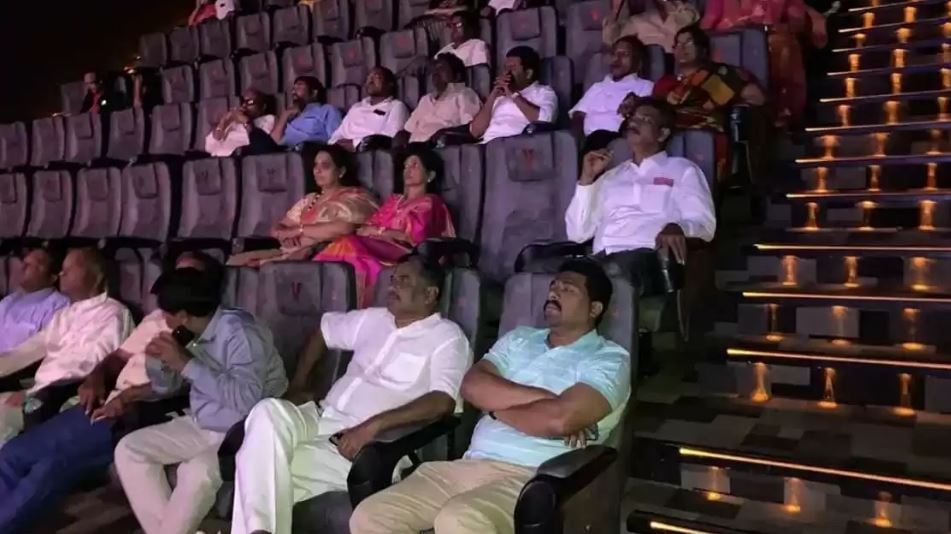 Andhra couple marriage in USA Broadcast at Bahubali Theater