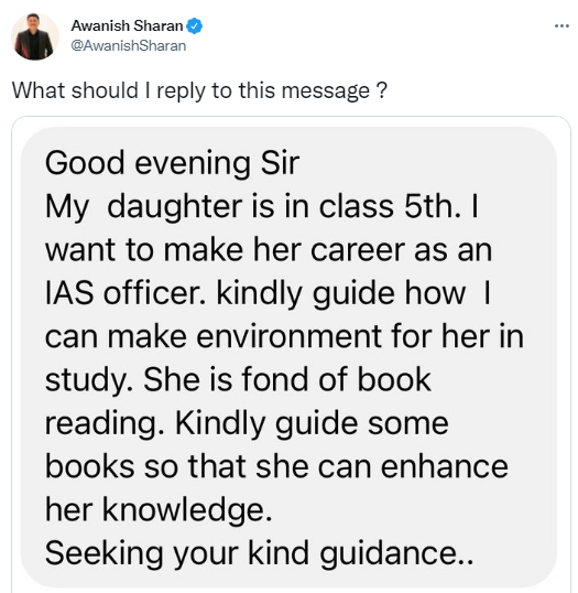 IAS officer Tweet after 5 Year old dad question about Education