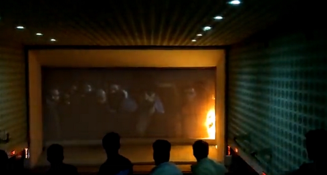 Theatre screen fire in pondichery Vikram movie