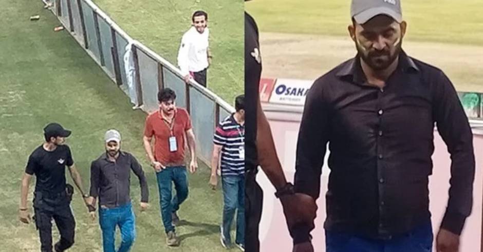Fan comes into pitch and salutes, Pak Shadab Khan hugs him