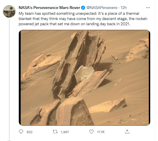 A shiny foil piece on a Martian rock pics goes viral