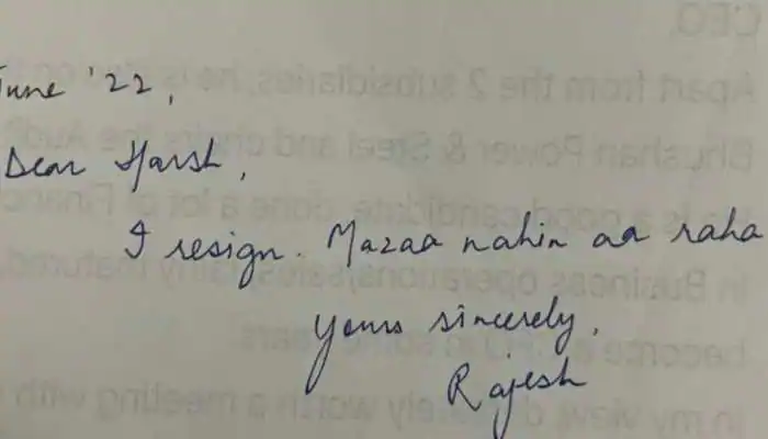 Industrialist Harsh Goenka shares resignation letter of his employee