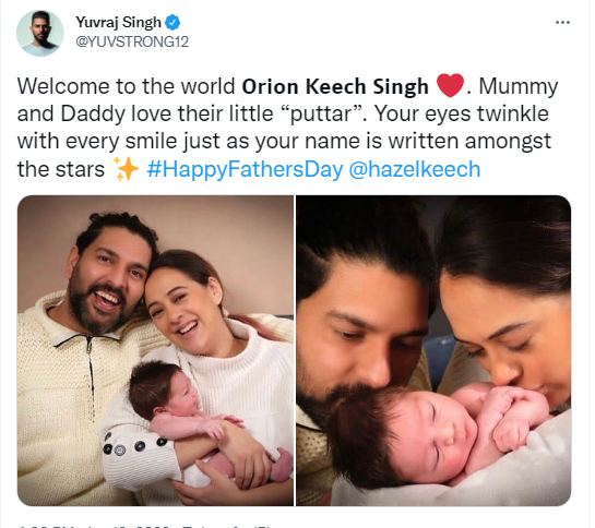 Yuvraj Singh reveals name, face of his child with heartfelt post