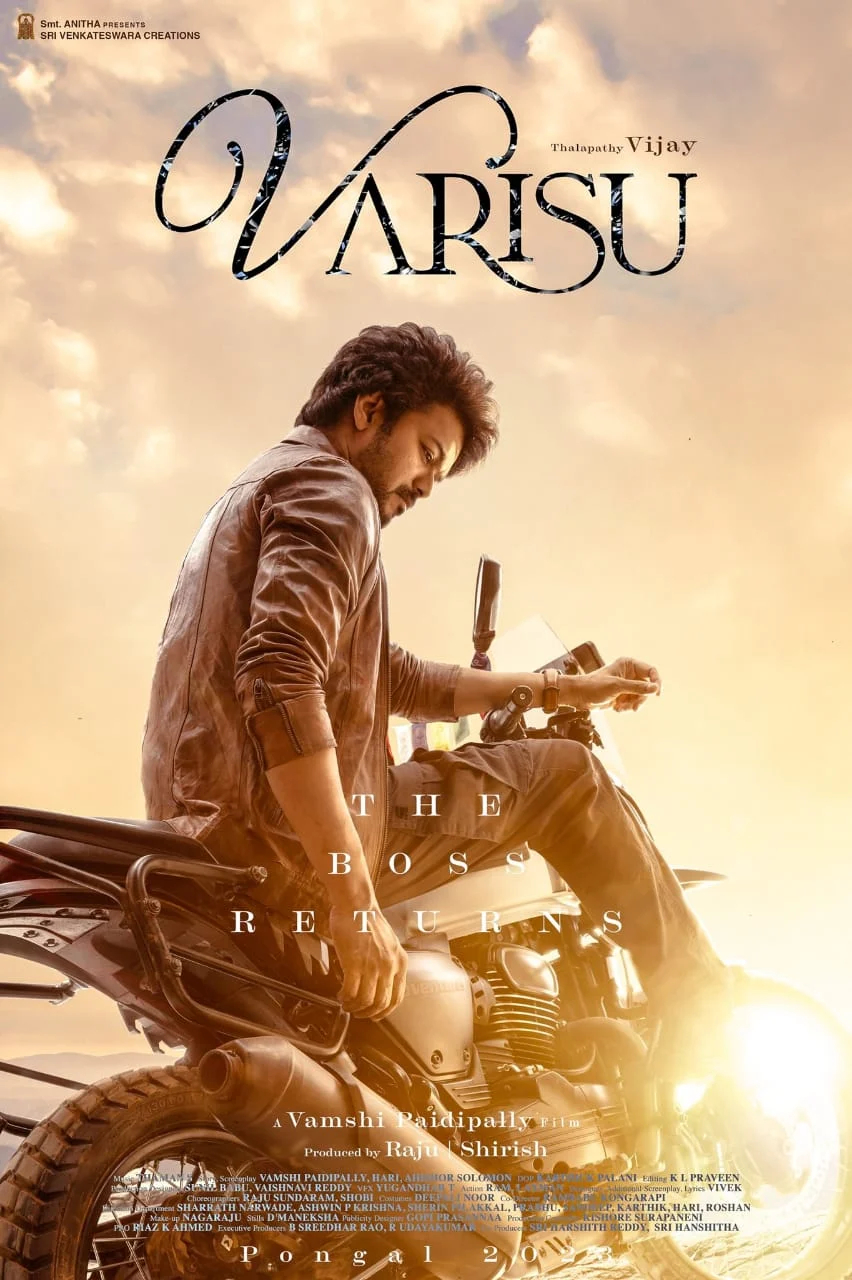 vijay next Varisu movie third look poster bike details