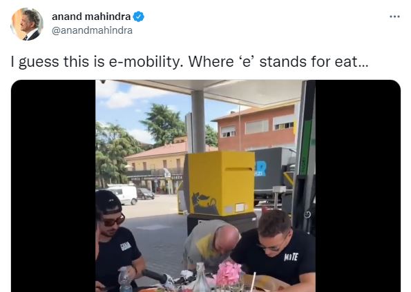 Anand mahindra shares a video of table on gas station