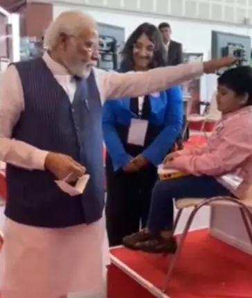PM Modi meets visually impaired boy Prathamesh Sinha