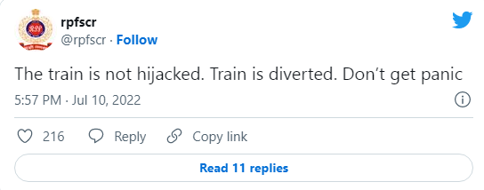 Passenger Raises Train Hijack Alarm On Twitter