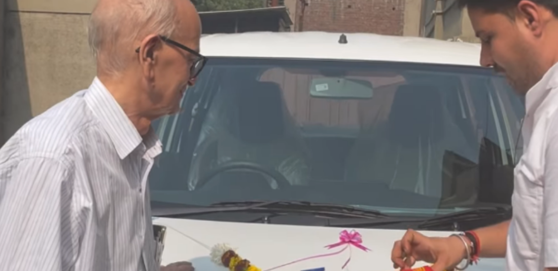 man buys his first car at 85 years after started company