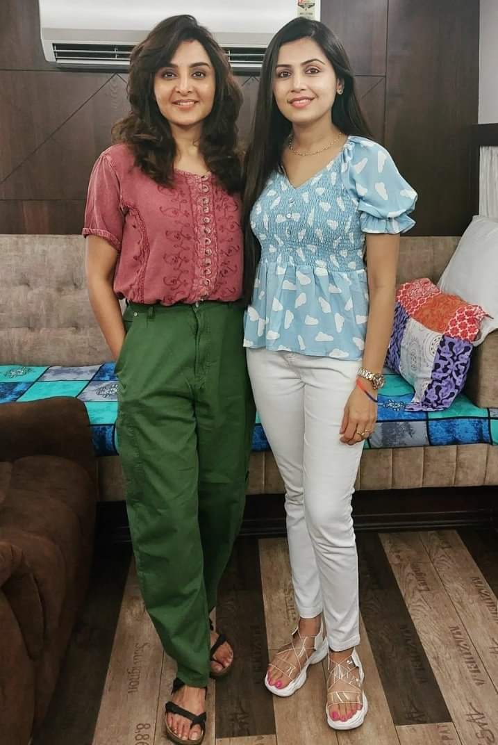 Manju Warrier with actress Pooja at AK 61 Movie Shooting Spot