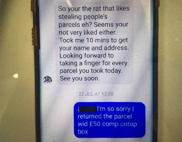 Burglar returns stolen parcel after getting text from the owner
