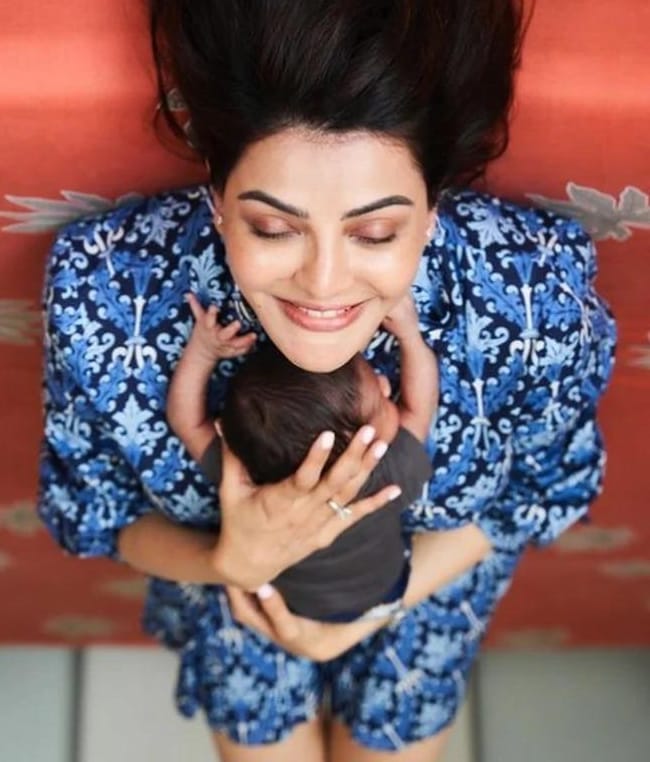 Kajal Aggarwal with her son Neil Latest Photo