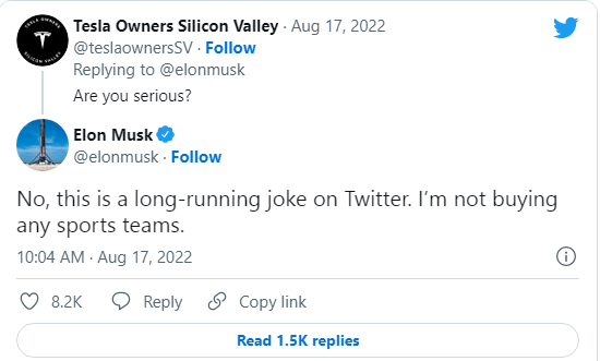 Elon Musk Tweets He Is Buying Manchester United