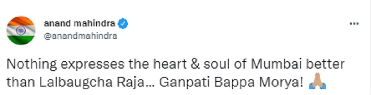 Anand Mahindra post about Lalbaugcha Raja amid Ganesh Chaturthi