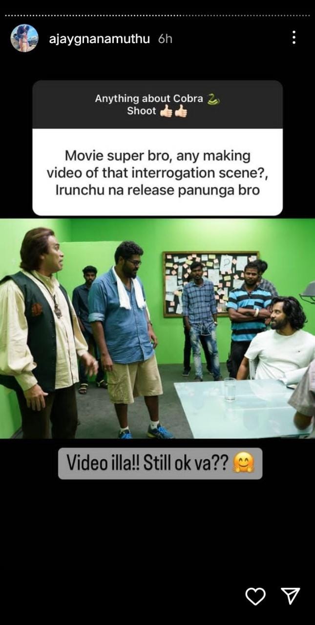 Vikram Starring Cobra Movie Interrogation Scene BTS Image