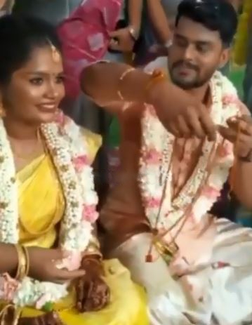 bride in full excitement during her marriage photo surfaces