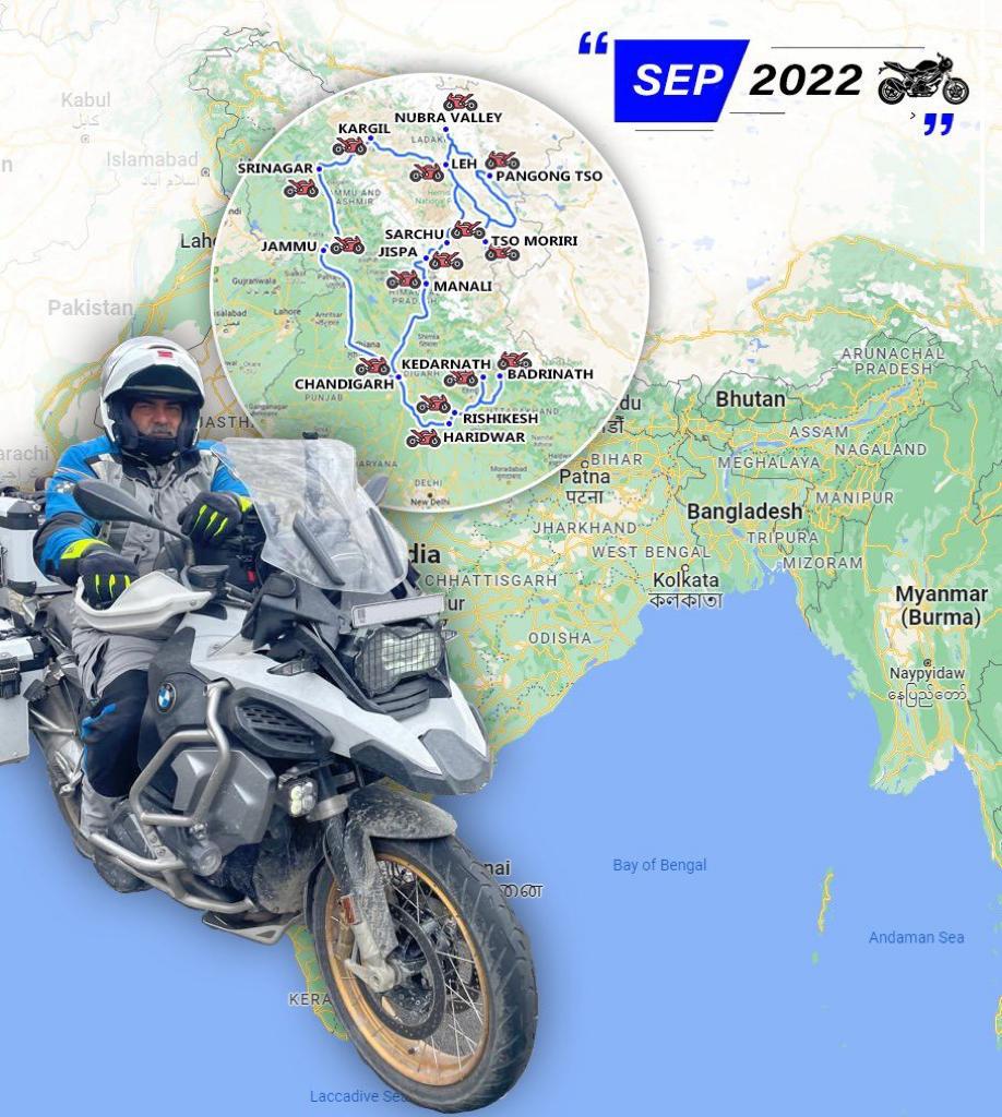 Actor Ajith Kumar AK All india bike tour cities map