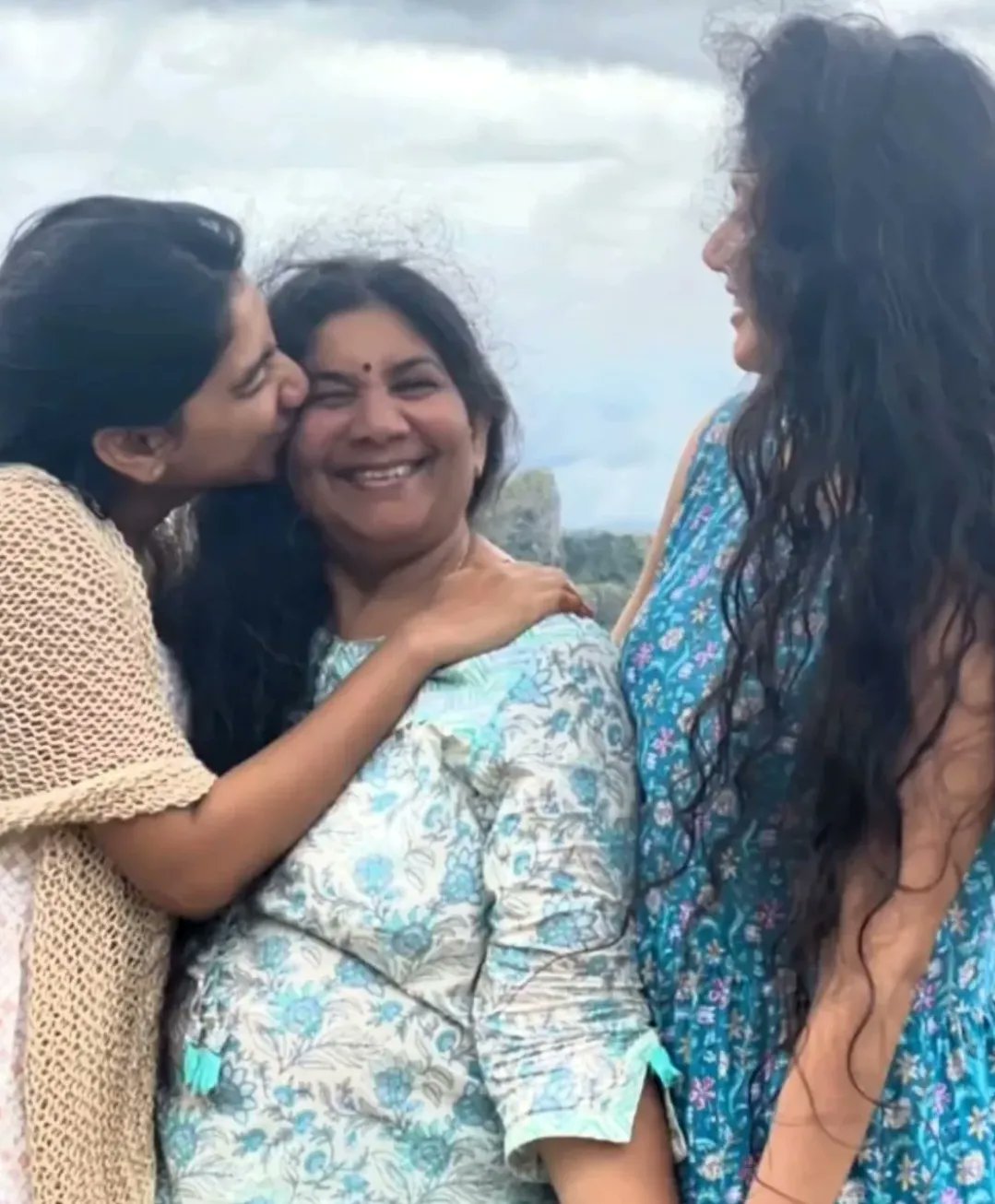 Sai Pallavi with her family in waterfalls celebrate mother birthday