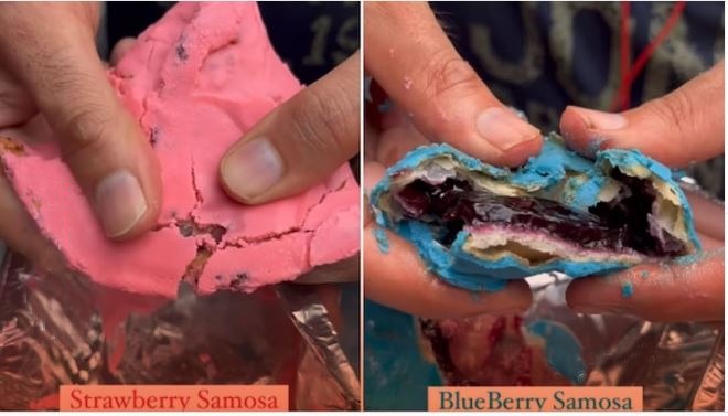 new Strawberry Samosa and blueberry samosa becoming viral 