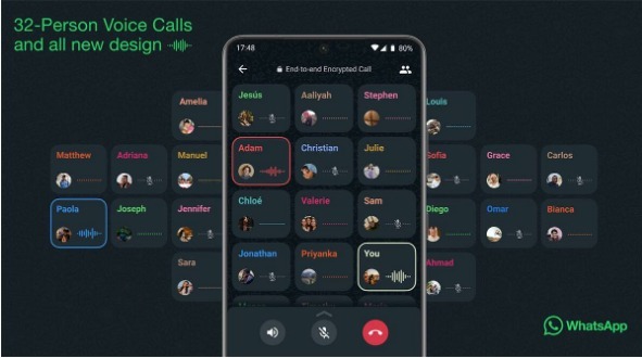 whatsapp new update in group calling facility deets