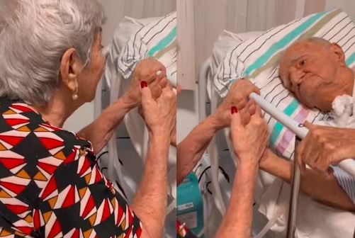 wife singing to 70 yr old husband in hospital makes emotional