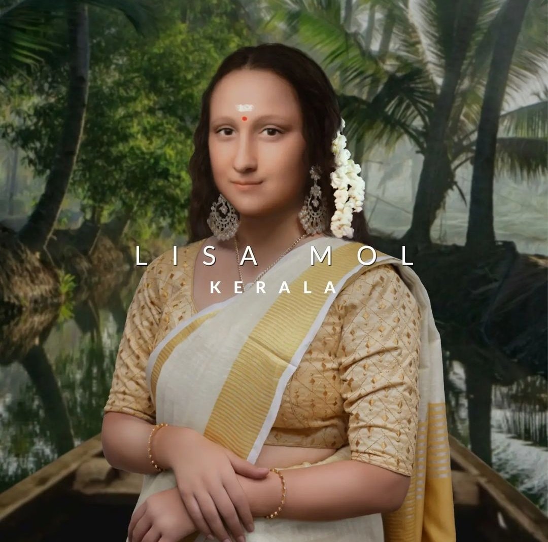 monalisa painting into indian version with different sarees and names