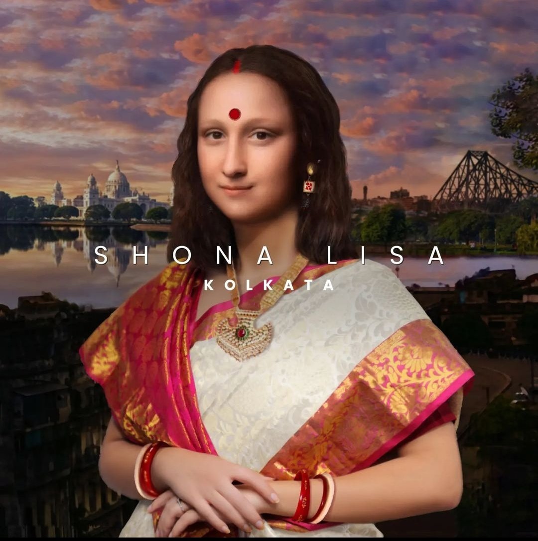 monalisa painting into indian version with different sarees and names