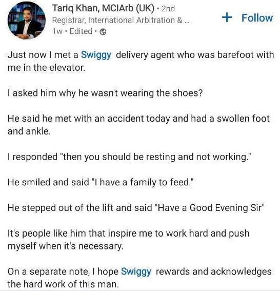 delivery guy working with barefoot reason melts people