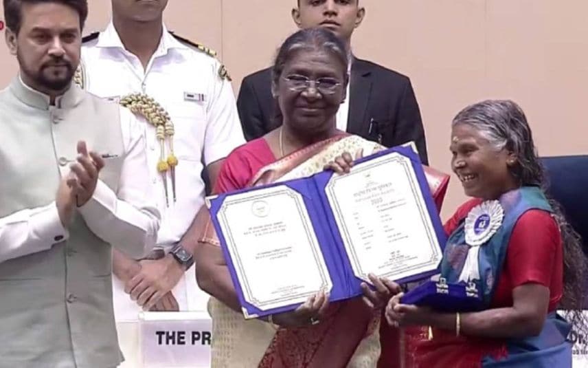 nanchamma receives national award gets standing ovation