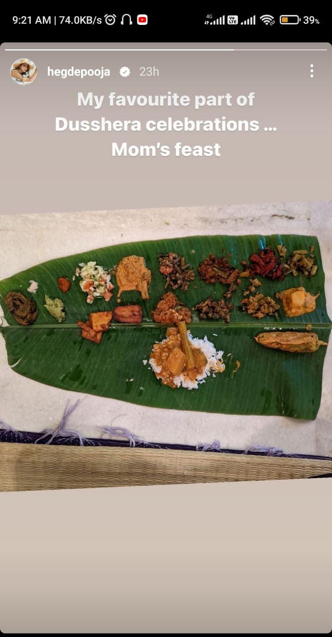 Pooja Hegde Vijaya Dashami Celebration with 19 Different Foods