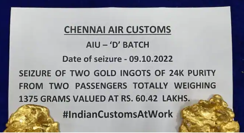 3 Kg of Gold seized at Chennai international airport