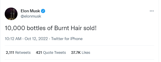 Elon Musk Launches Perfume Line Burnt Hair