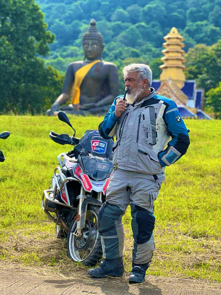Vignesh Shivan Shared Ajithkumar Bike Ride Image with Buddha