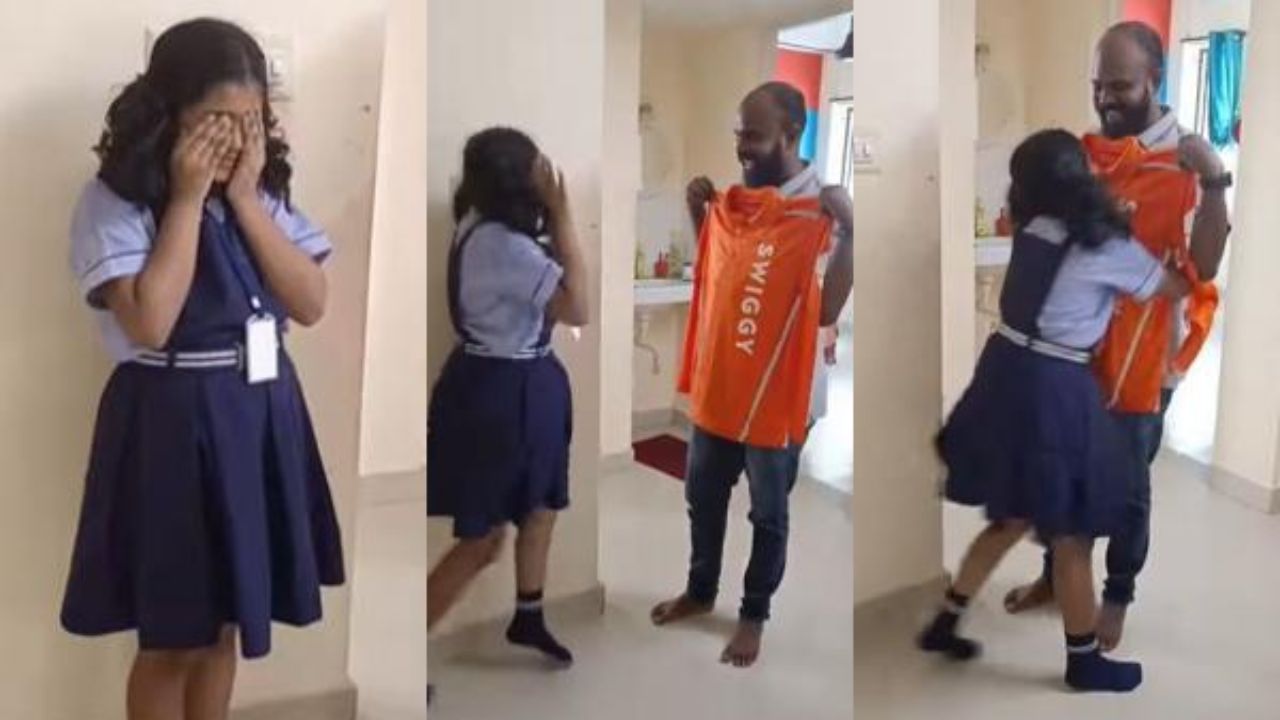 father gets job in food delivery daughter reaction won hearts