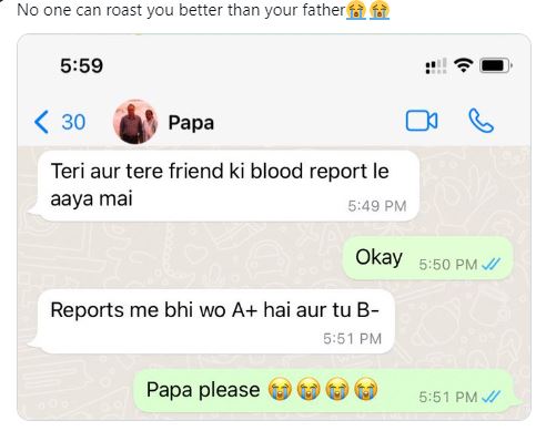 father roasted his daughter after look on her blood report